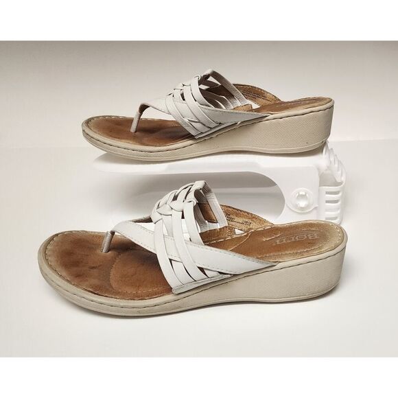 Born Tansey Wedge Slide Sandal Shoes Color White Size 8M - Picture 1 of 12